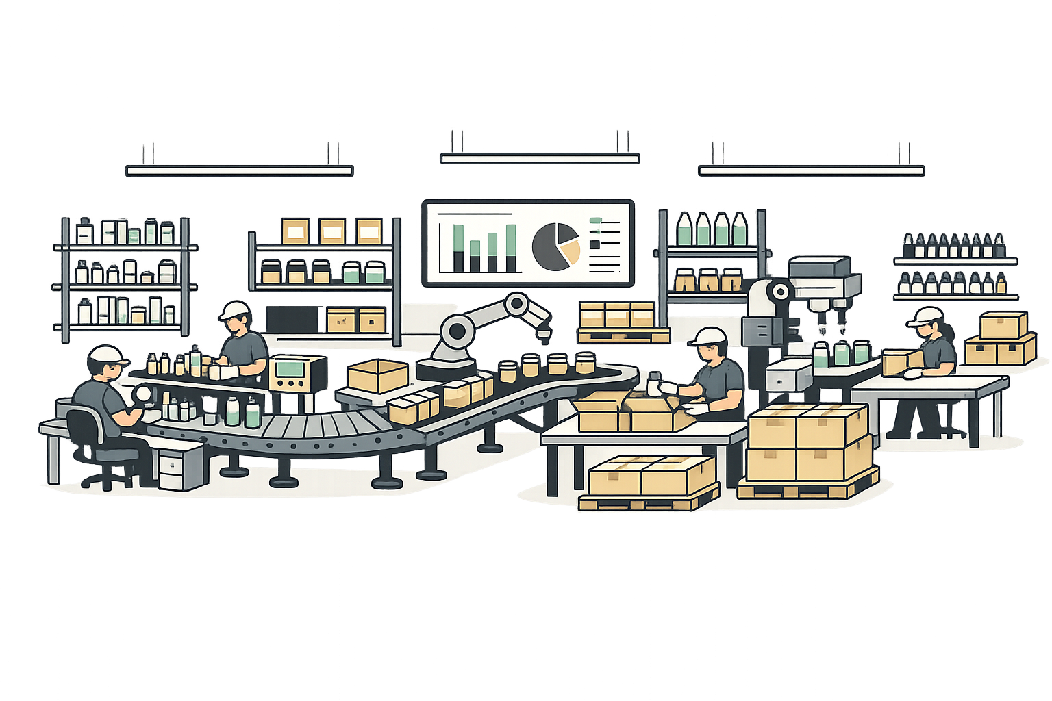 Fiddle inventory dashboard showing multi-client contract manufacturing
