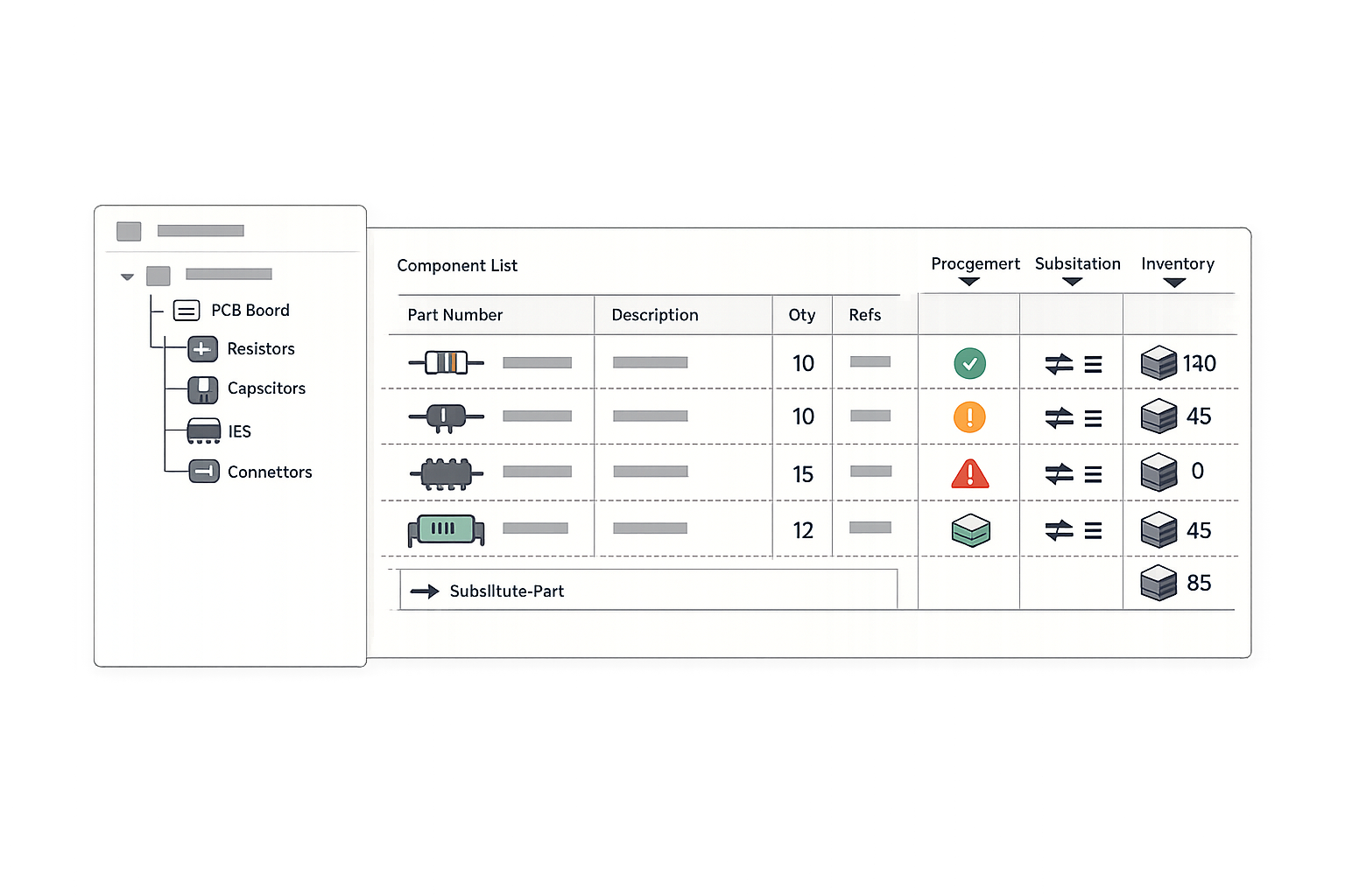 Fiddle BOM management for electronics assembly with revision control