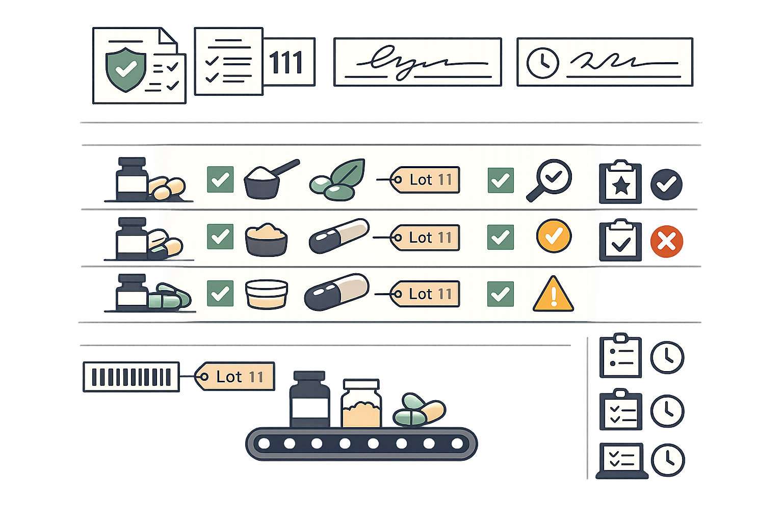 Fiddle cGMP batch record for supplement manufacturing